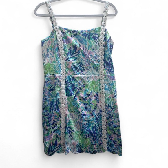 Lilly Pulitzer Jesse Romper Shell of the Party skirted floral lace tank sz 10 - Picture 2 of 6